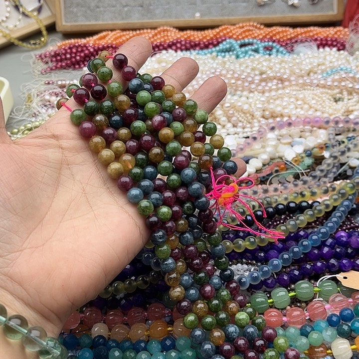 玛瑙/玉髓珠宝半成品未镶嵌一条8mm碧玺