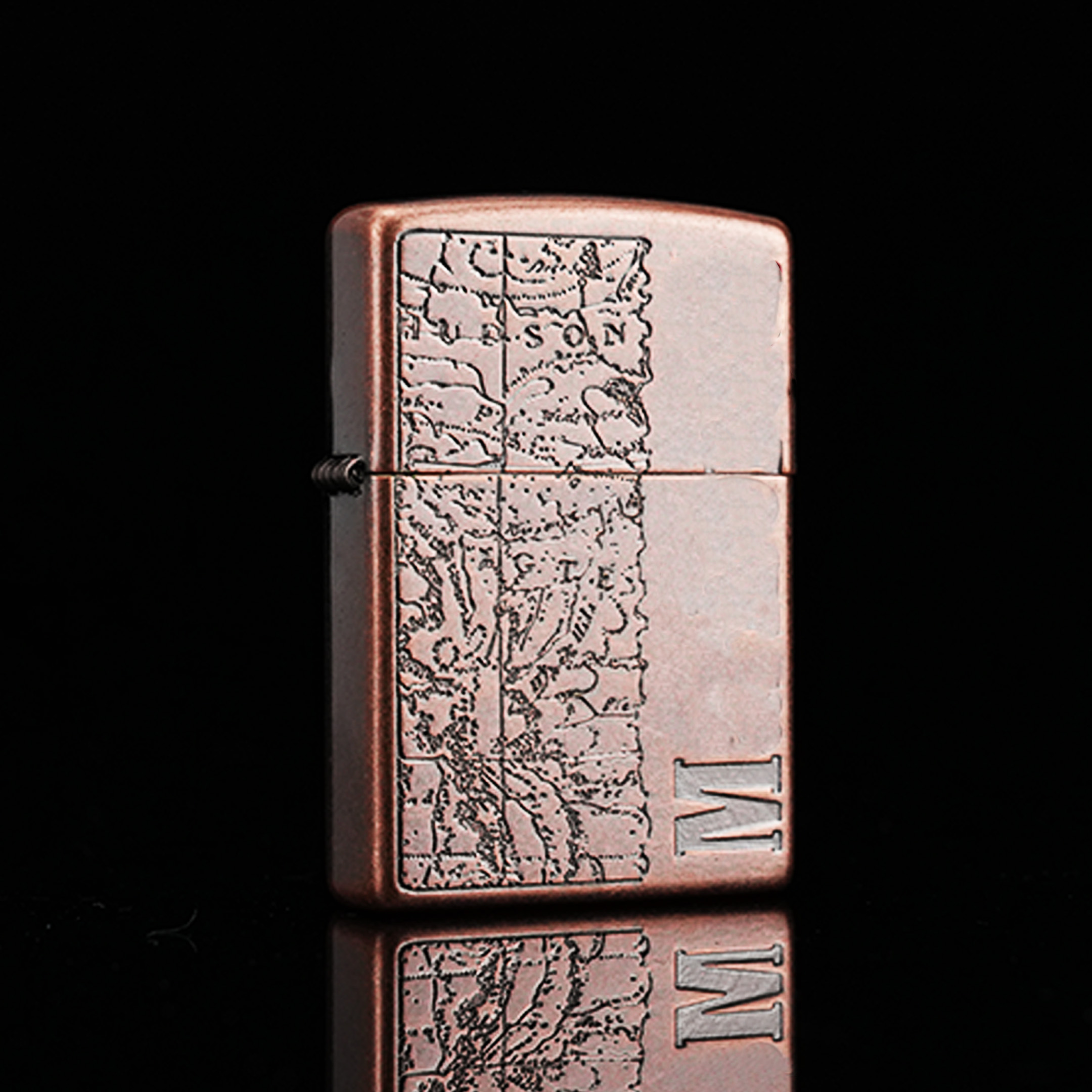 Zippo【地图】镀紫铜常规防风打火机男士高级礼物爆款