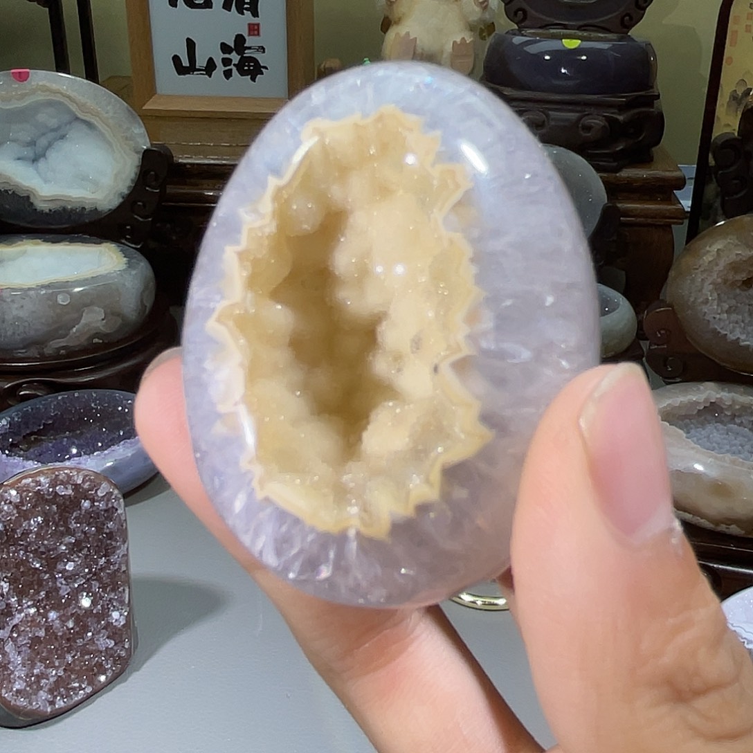 未镶嵌大型摆件（非配饰）水晶奶黄色小龙蛋