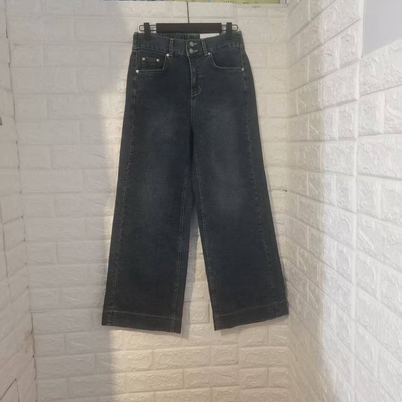 韩国牛仔裤直筒微喇裤