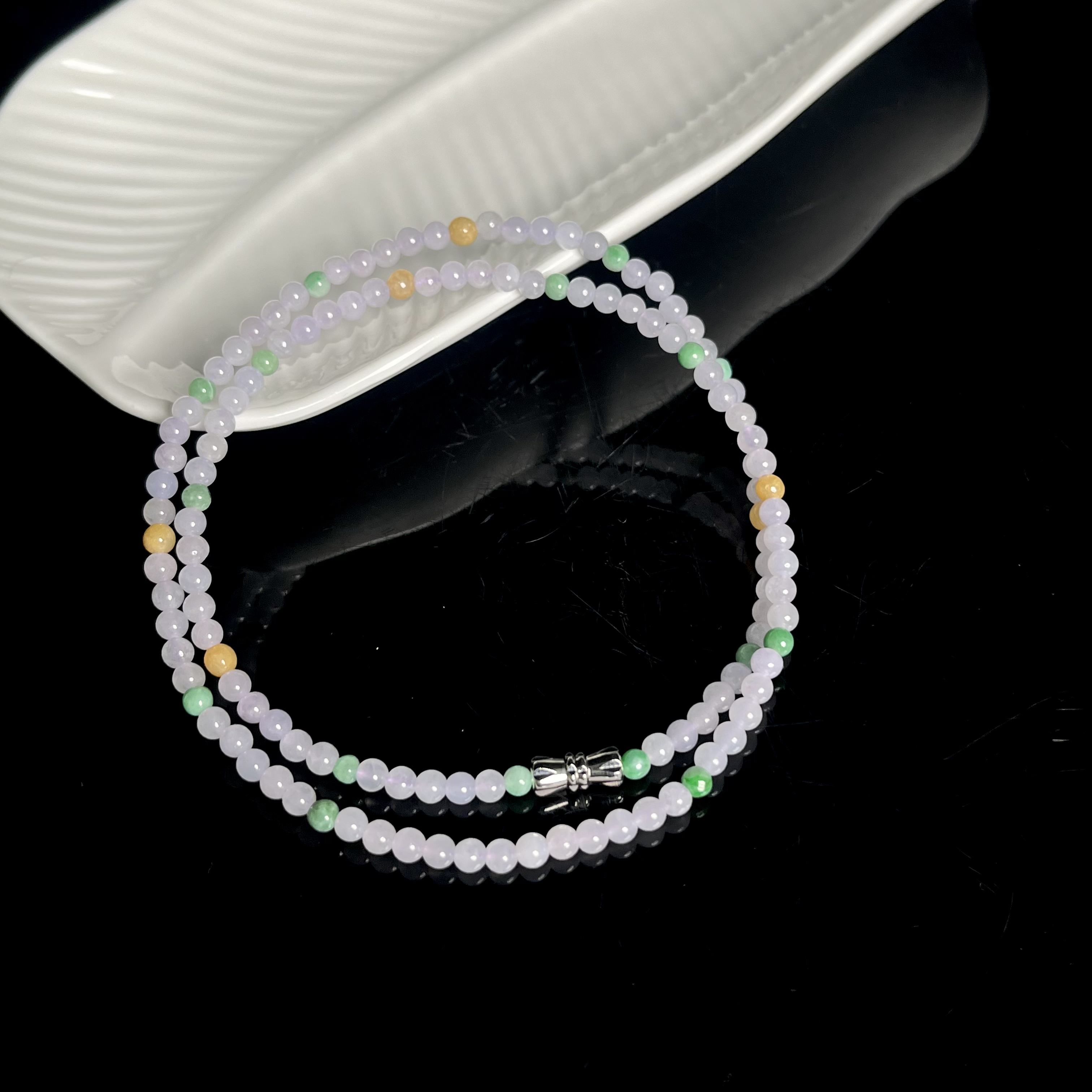 【大鱼甄选】天然翡翠A货紫翡翠项链4mm+YC727多样性发其一百搭