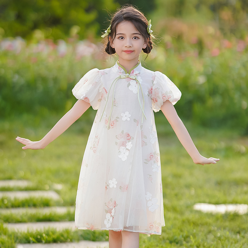 A2626#女童旗袍连衣裙夏季2025新款小女孩公主裙儿童夏装新中式