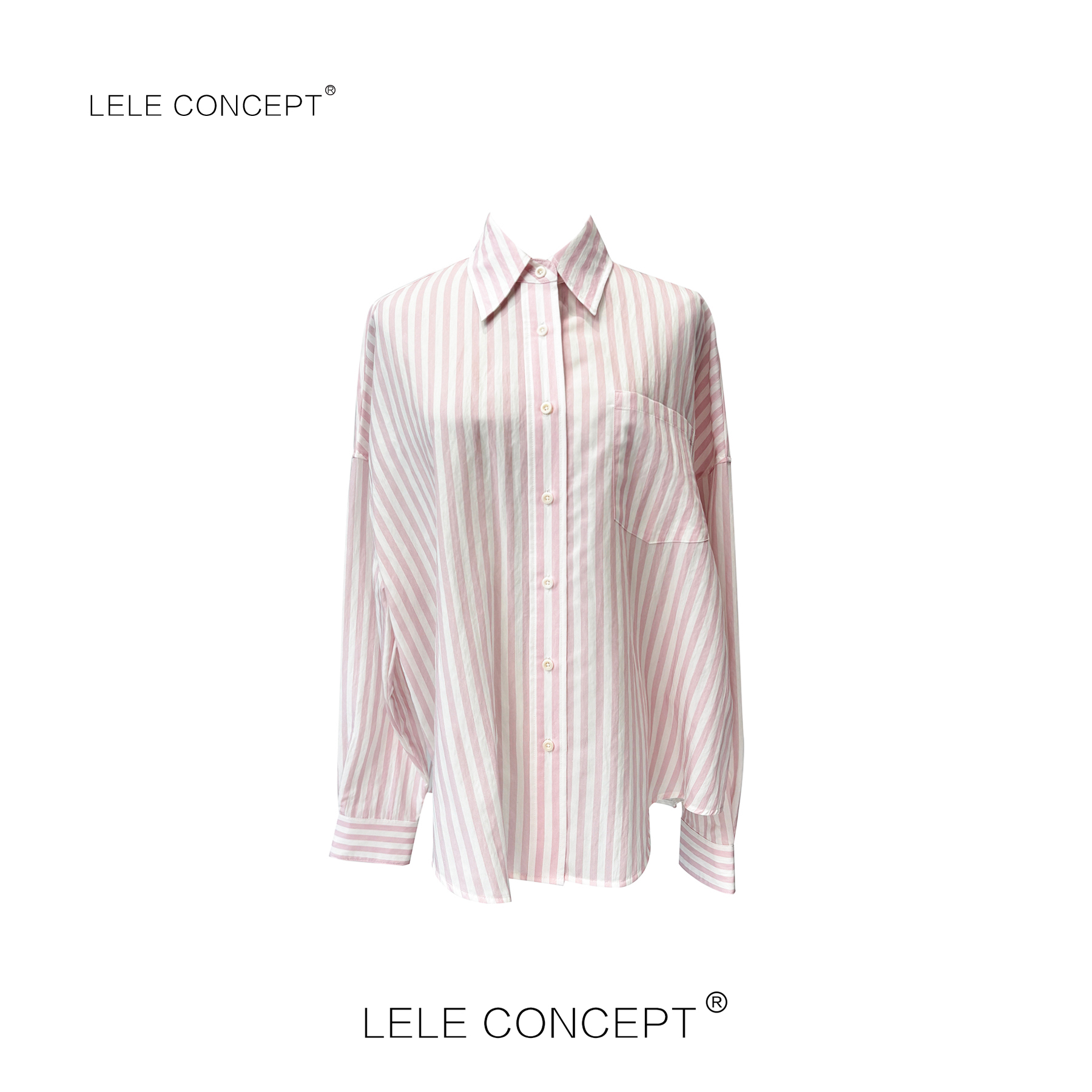 LELE CONCEPT｜【如一】粉色竖条纹衬衫减龄欧若风S0847