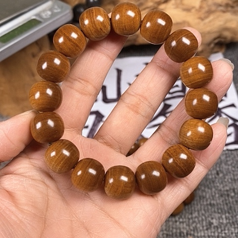 檀香木手串/手链老山檀香黑肉横纹13/14老型珠沉水