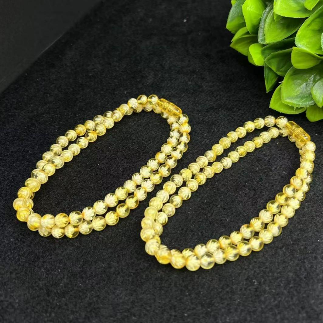 M2499【盛年珠宝】金珀步步金莲圆珠琥珀项链-多样性发货只发一件