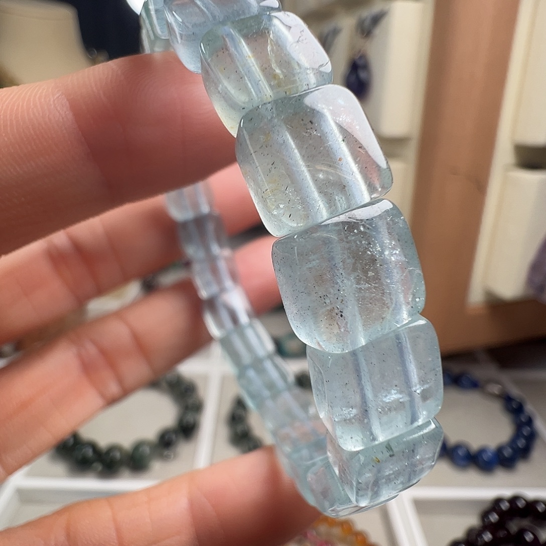 海蓝宝石未镶嵌手链天然海蓝宝石