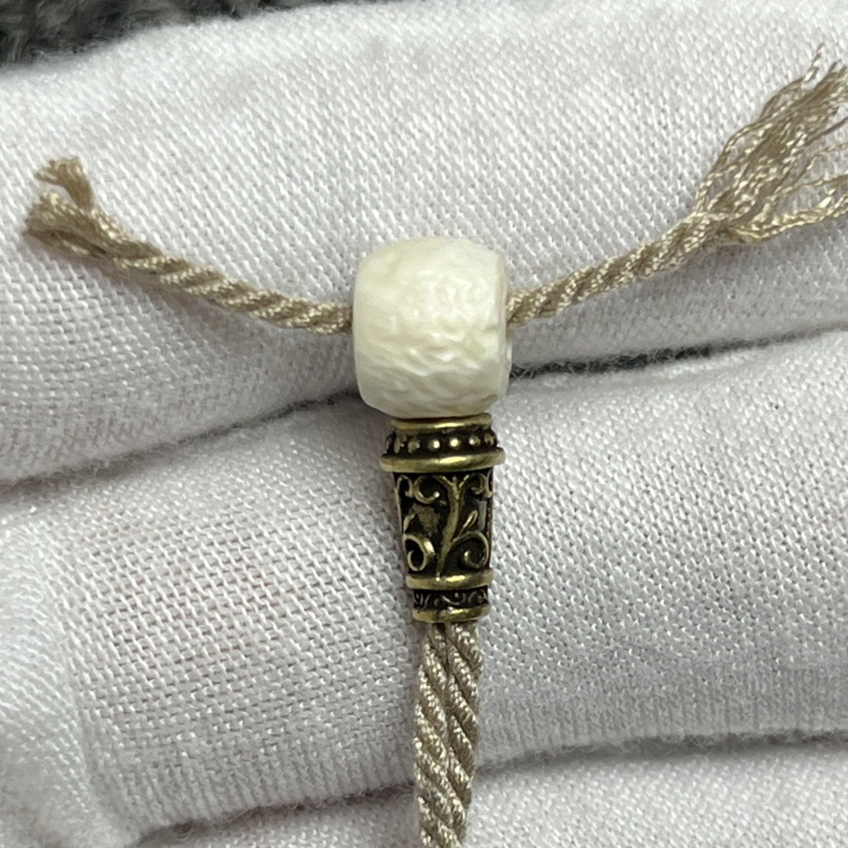 8mm*7mm天然猛犸牙手工锤纹直切三通柏香星月文玩配饰猛犸三通