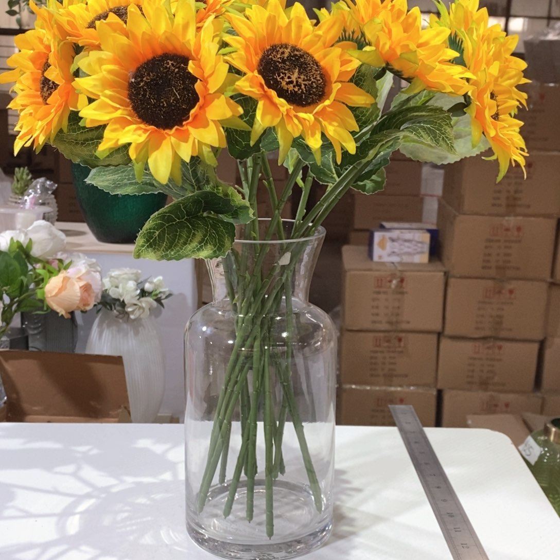 玻璃向日葵高27口10玻璃花瓶嘎嘎好看玻璃花瓶
