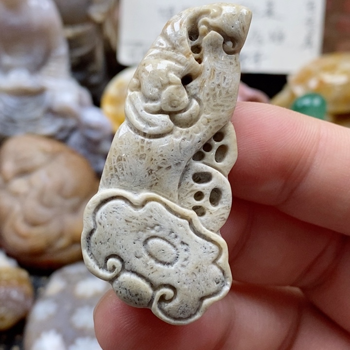 硅化珊瑚（珊瑚玉）颈饰未镶嵌