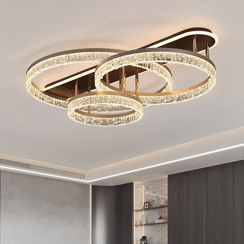 2025新款冰拉丝金客厅灯餐厅灯高端大气异形吊灯大气主卧