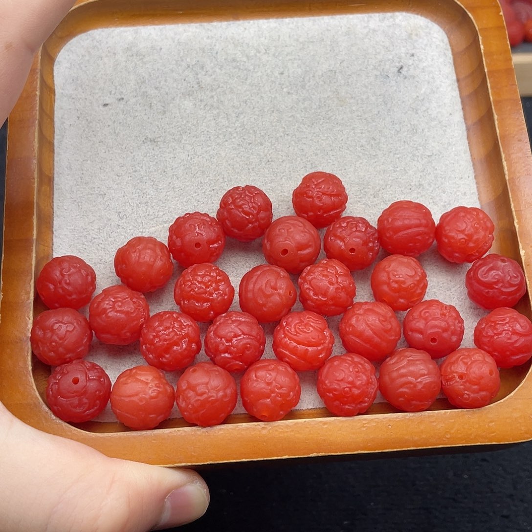 未镶嵌6号保山锦红哑光卡15貔貅珠一个南红玛瑙