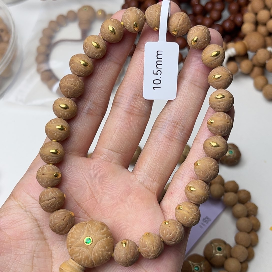 凤眼菩提手串精品实心矮桩手持镶嵌金眼10.5