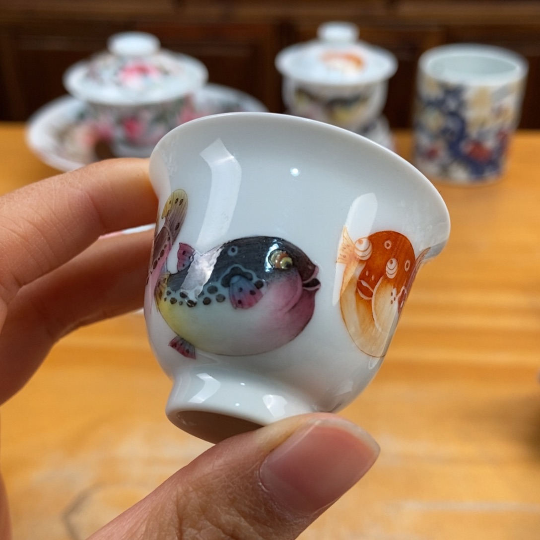 手绘现代茶具非古董罗*熊