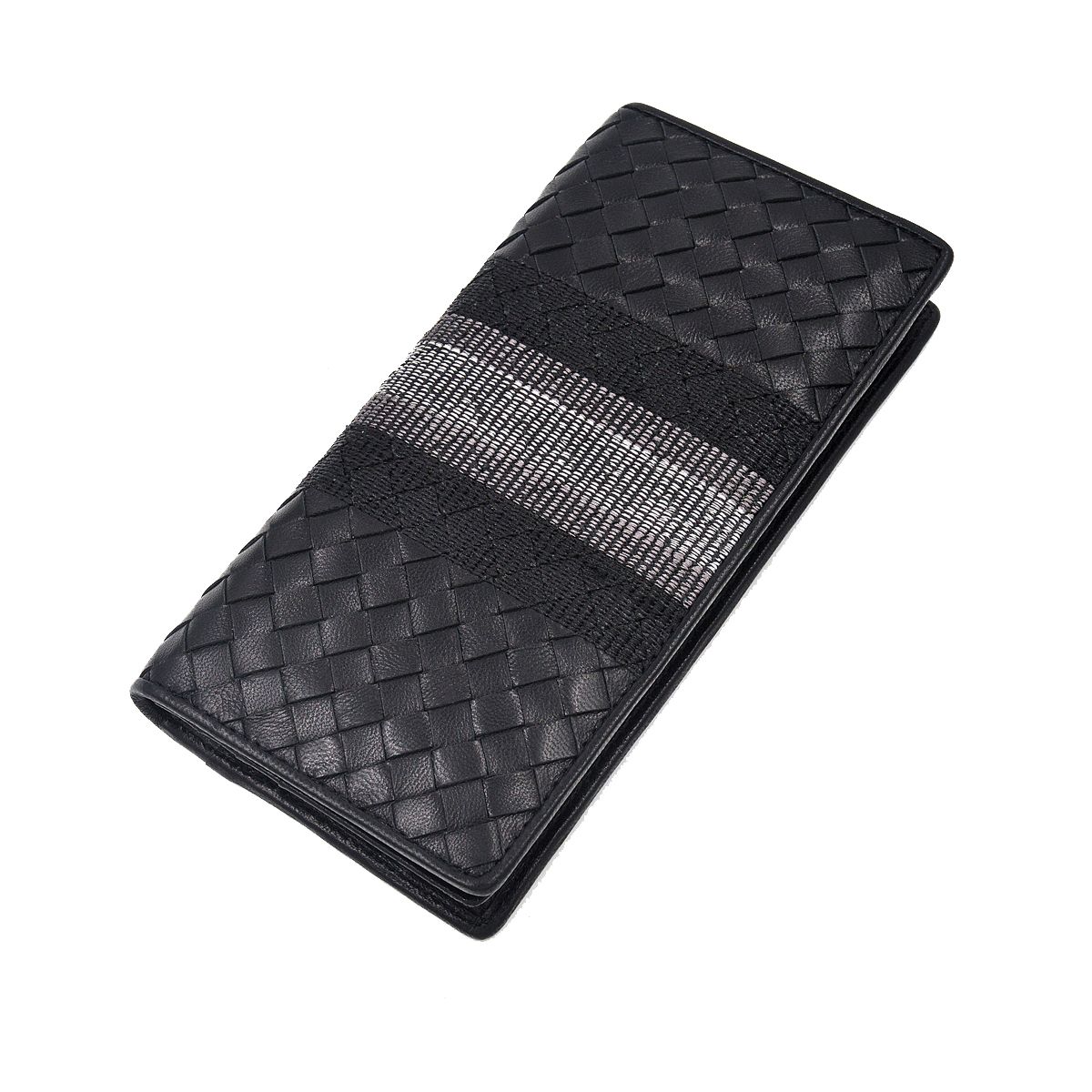 新款真皮编织长款钱包男士西装夹二折多卡位大容量羊皮钱包