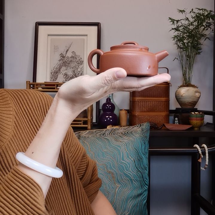 两***金紫砂茶壶降坡半手工