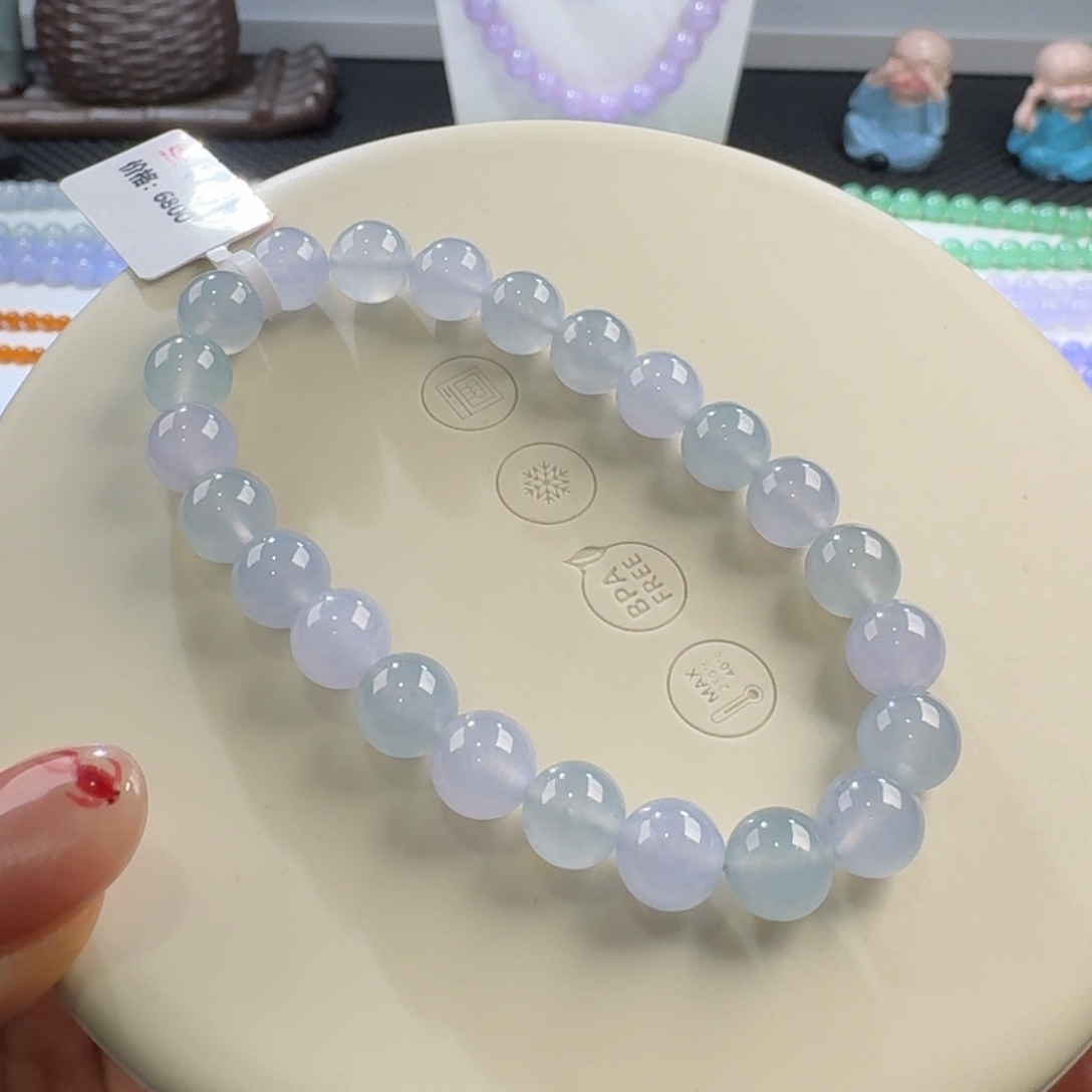 翡翠颈饰未镶嵌暴***子冰双彩单圈8mm