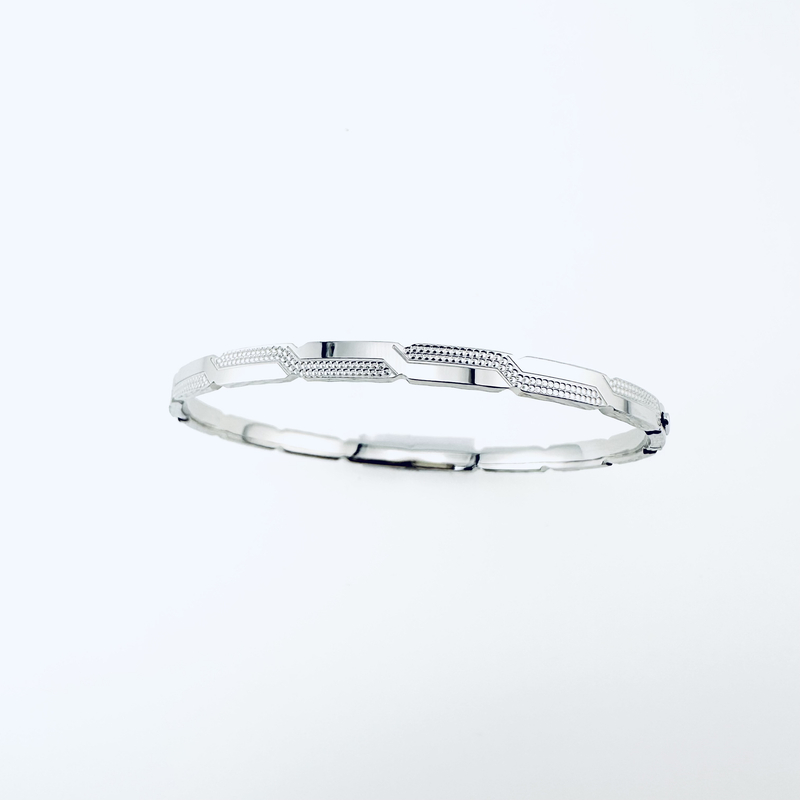 铂金Pt950圆钉车花镜面麻花贵妃镯手镯