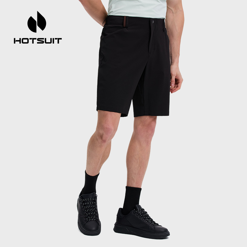 HOTSUIT/后秀通勤短裤男士一字袋纽扣拉链舒适透气商务休闲通勤