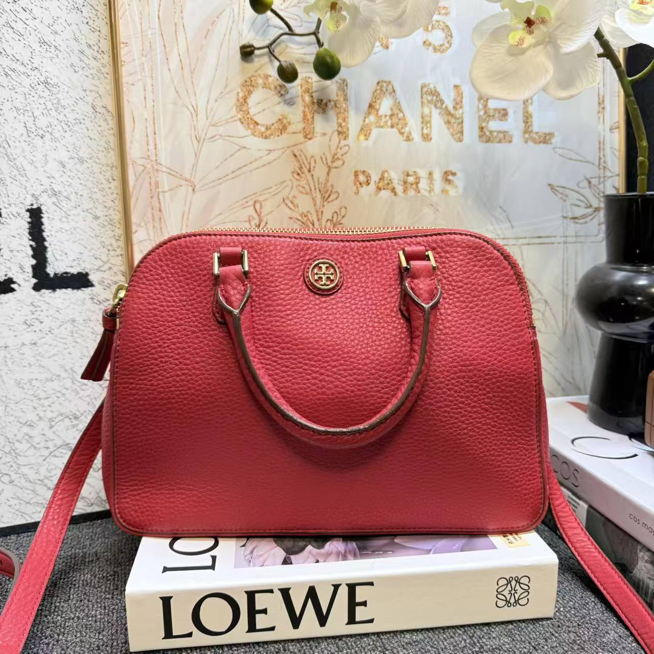 95新 TORY BURCH/汤丽柏琦 TB红色手提单肩包G25101898尺寸30x21