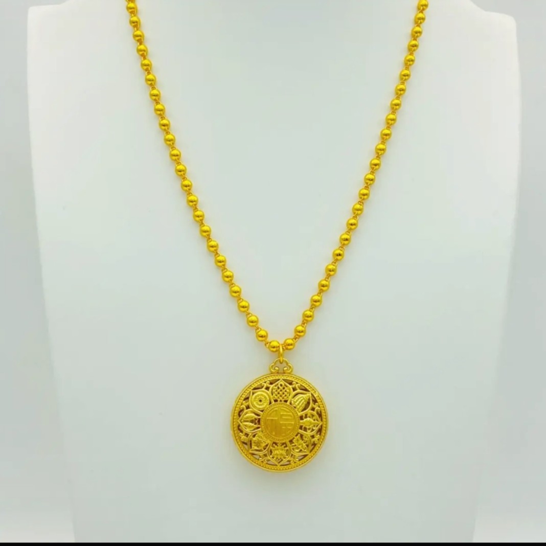 铜合金项链 亮面【圆珠项链卡4+八宝罗盘】 