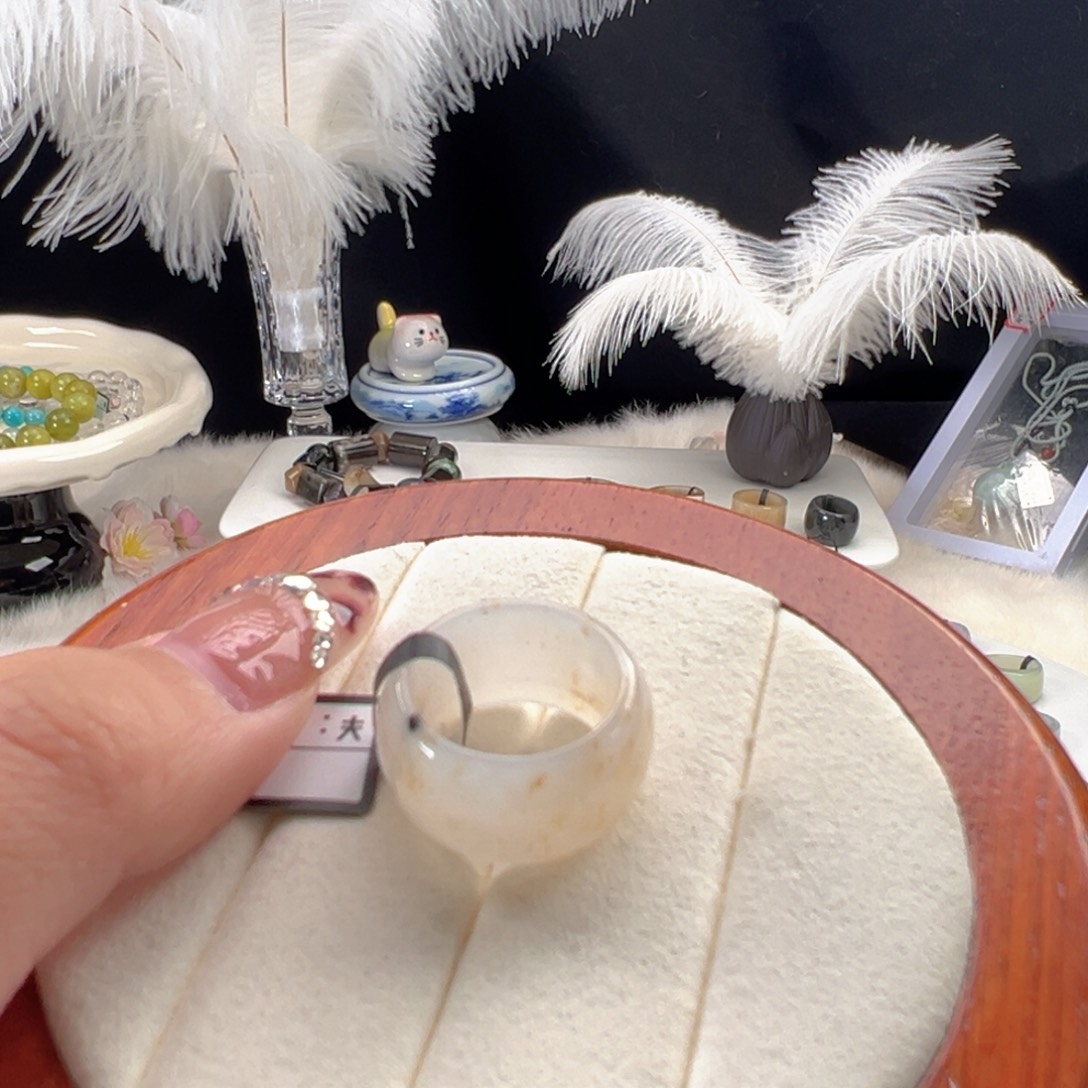 和田玉（糖玉）未镶嵌戒指a127飘糖墩墩16.2