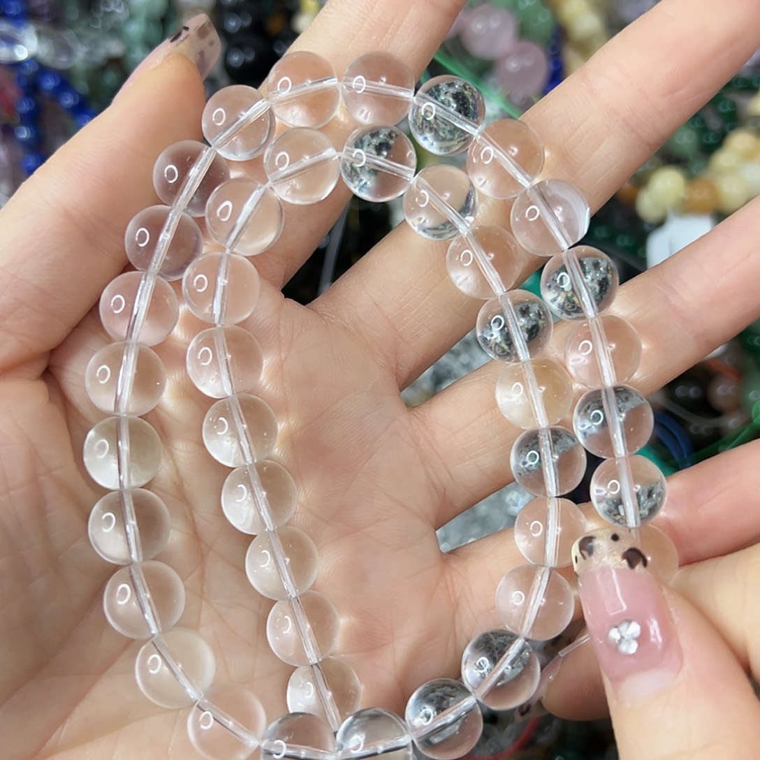 玛瑙/玉髓未镶嵌珠宝半成品，卡10压电白水晶一条