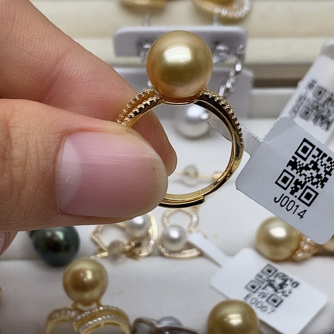 银S925镶嵌戒圈海水珍珠J0014