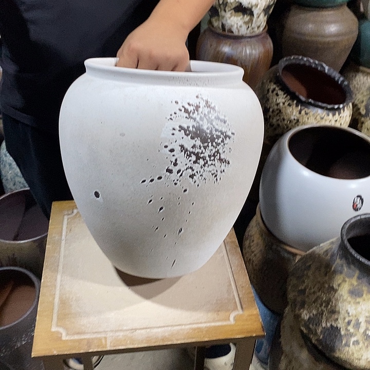 紫砂花盆口21高度28水墨画888