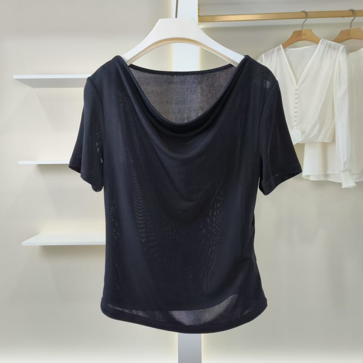 设计师系列 S513-5 女装夏百搭短袖T恤高级黑TX0809