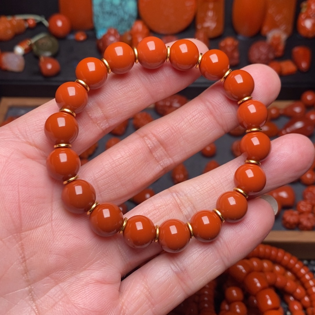 南红玛瑙纯色手串未镶嵌