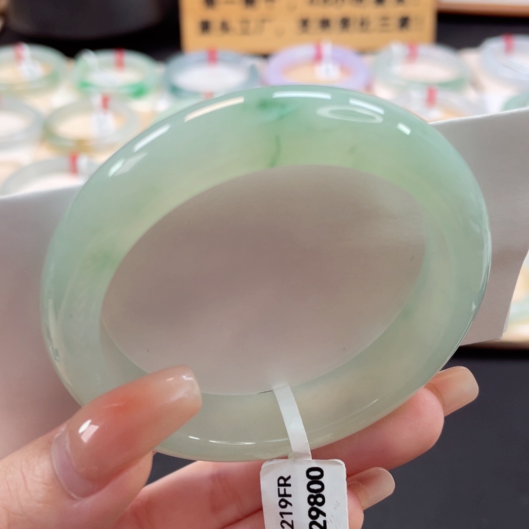 未镶嵌手镯翡翠54.8冰葡萄肉飘绿显白清新5号