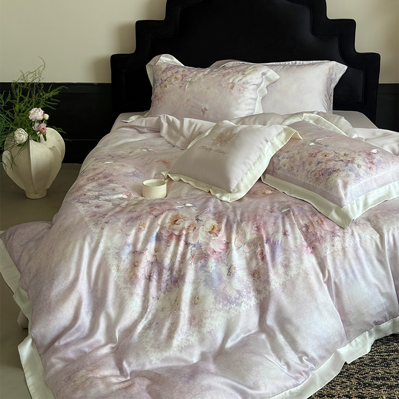 喜兹 莫奈花园 兰精天丝数码印花四件套轻奢高级拼接工艺床上用品