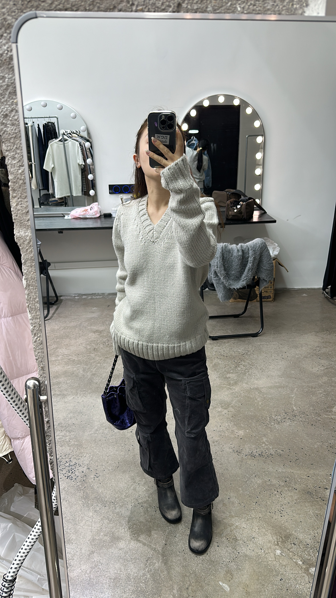「ZDY」9214#Ins博主 v领慵懒感高级感棒针毛衣