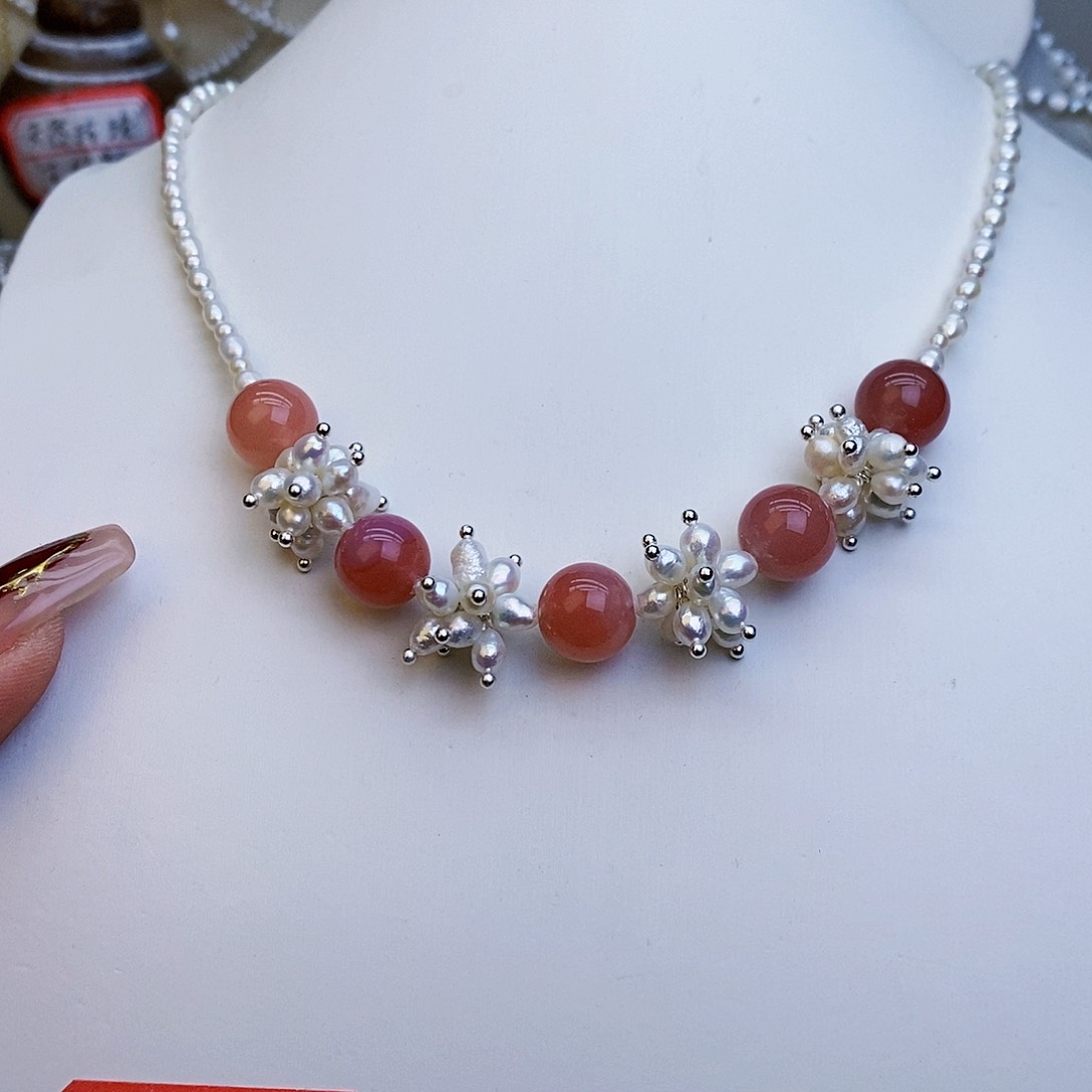 淡水珍珠颈饰银S925镶嵌