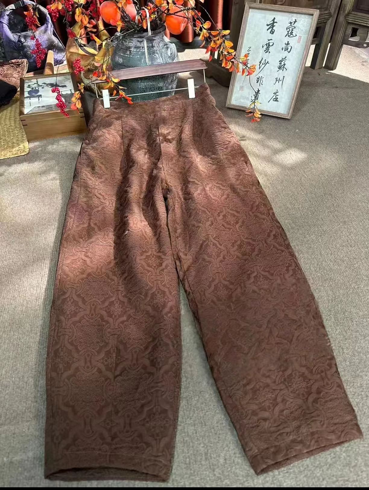 沉香云纹  中国风休闲裤时尚阔腿裤气质设计师