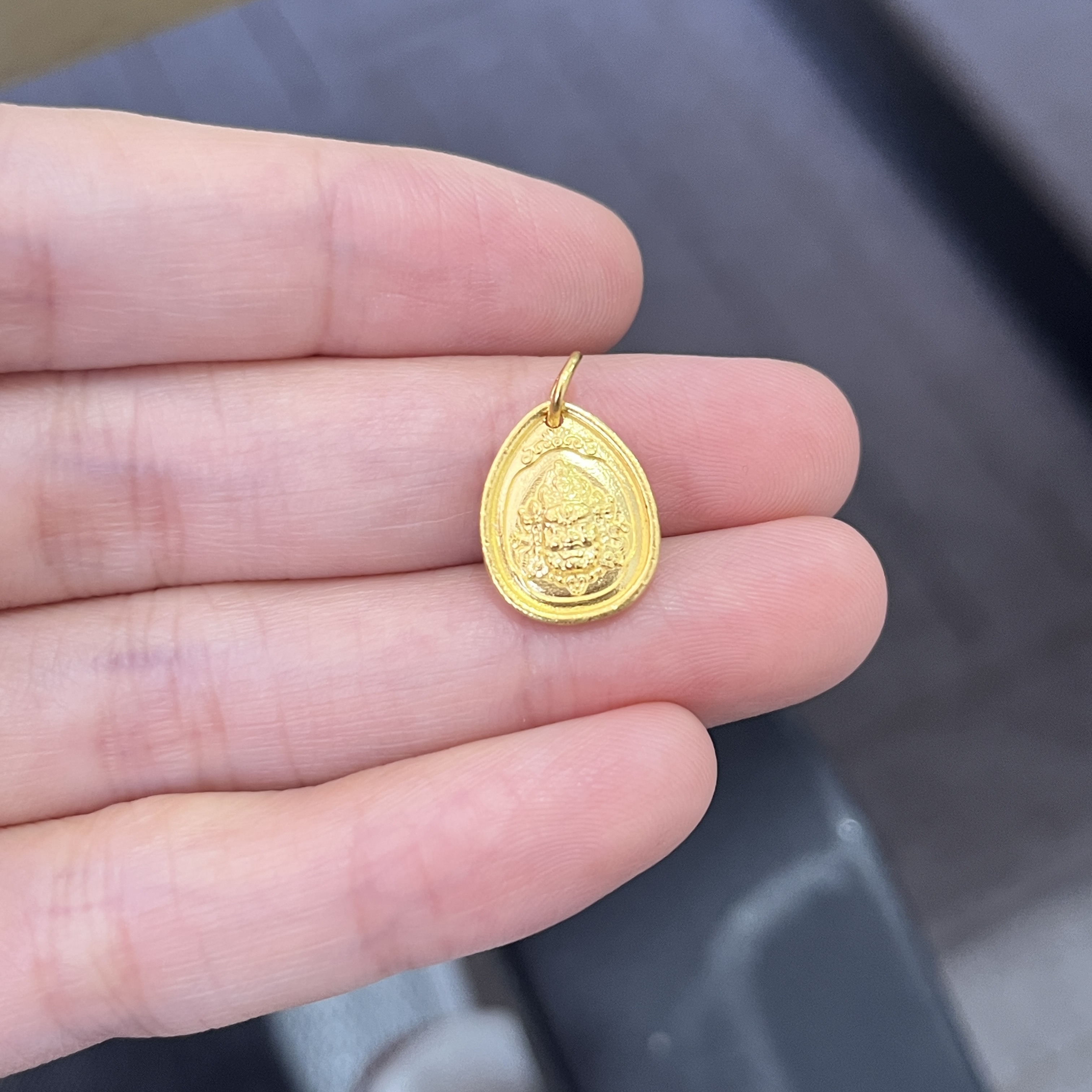 水滴黄财神吊坠 足金999  实心