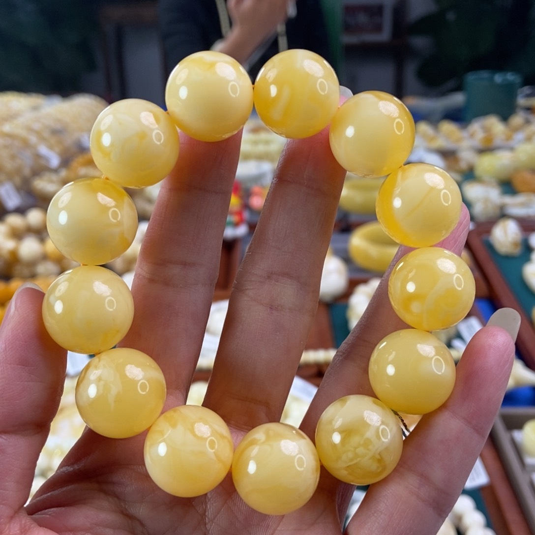 琥珀珠宝奇石未镶嵌18同料圆珠43.59