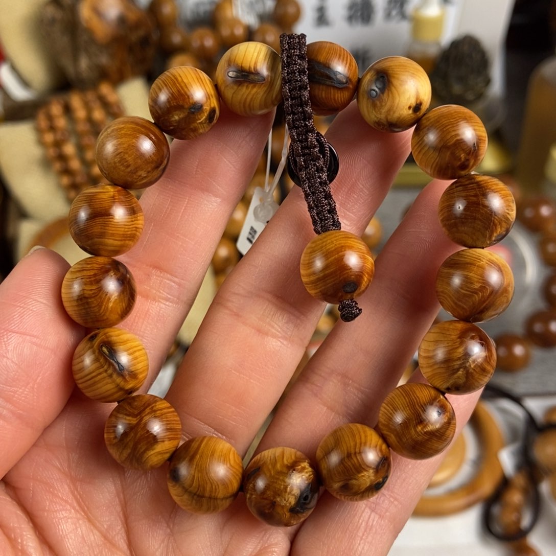 柏木（崖柏）手串/手链北太行高崖骨料五灵脂瘤疤碳化微裂12