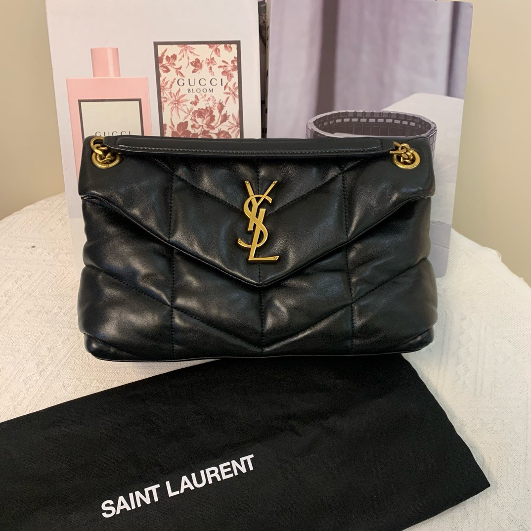 99新 YSL/圣罗兰  loulou云朵包黑金小号 21编码 