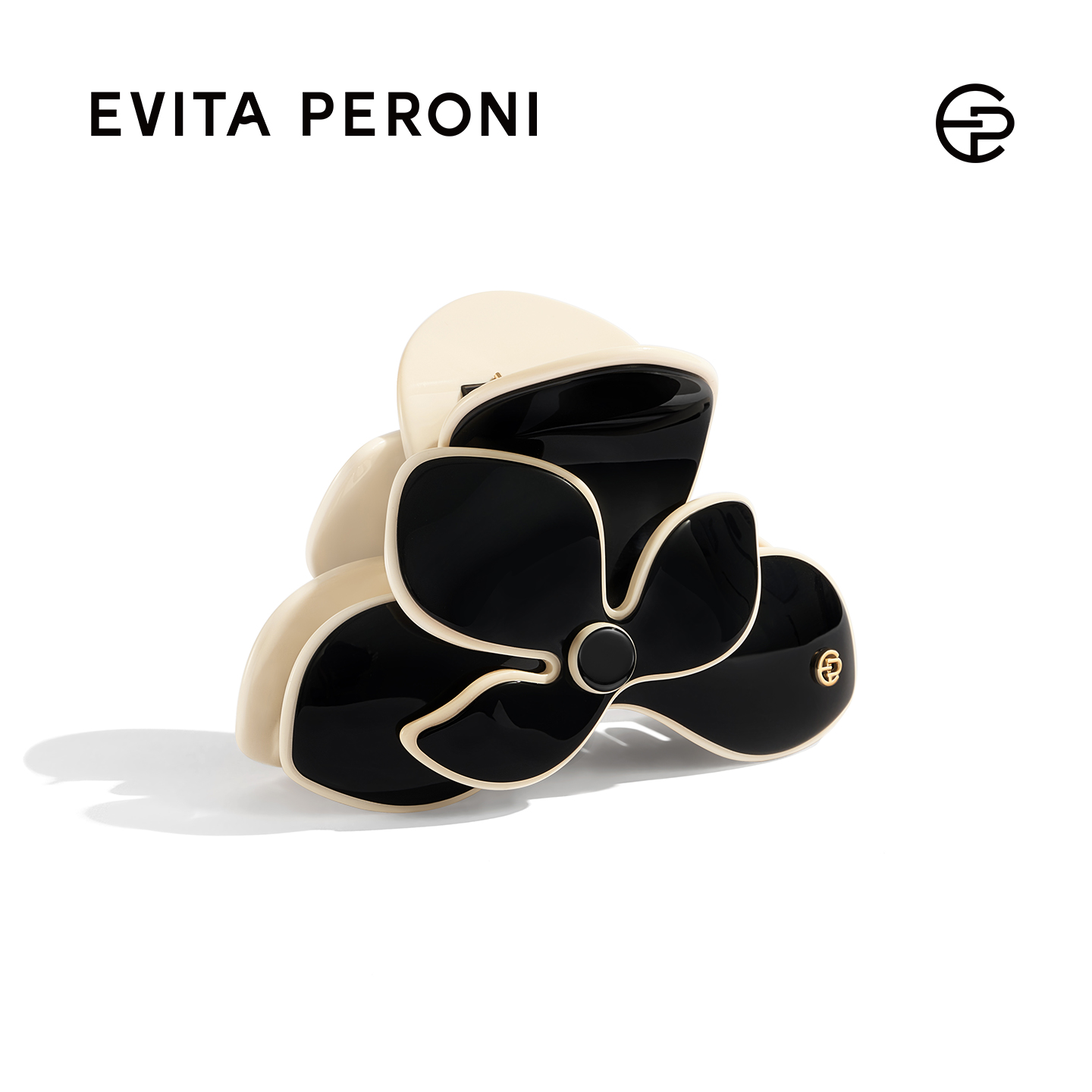 Evita Peroni/依慧达 时光序语大号鲨鱼夹赫本黑色花朵优雅抓夹zb