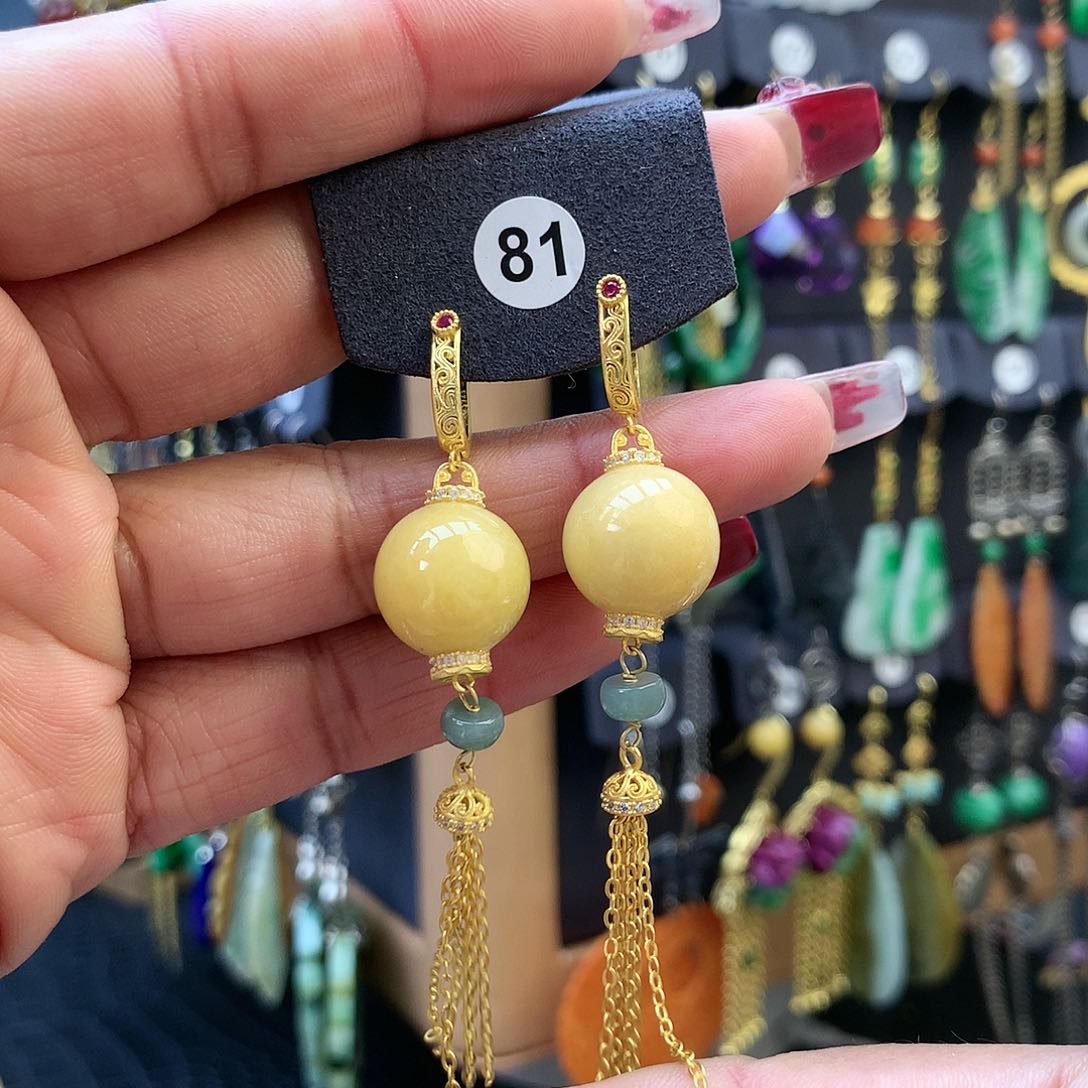 【闪购商品】翡翠耳饰银S925镶嵌耳坠