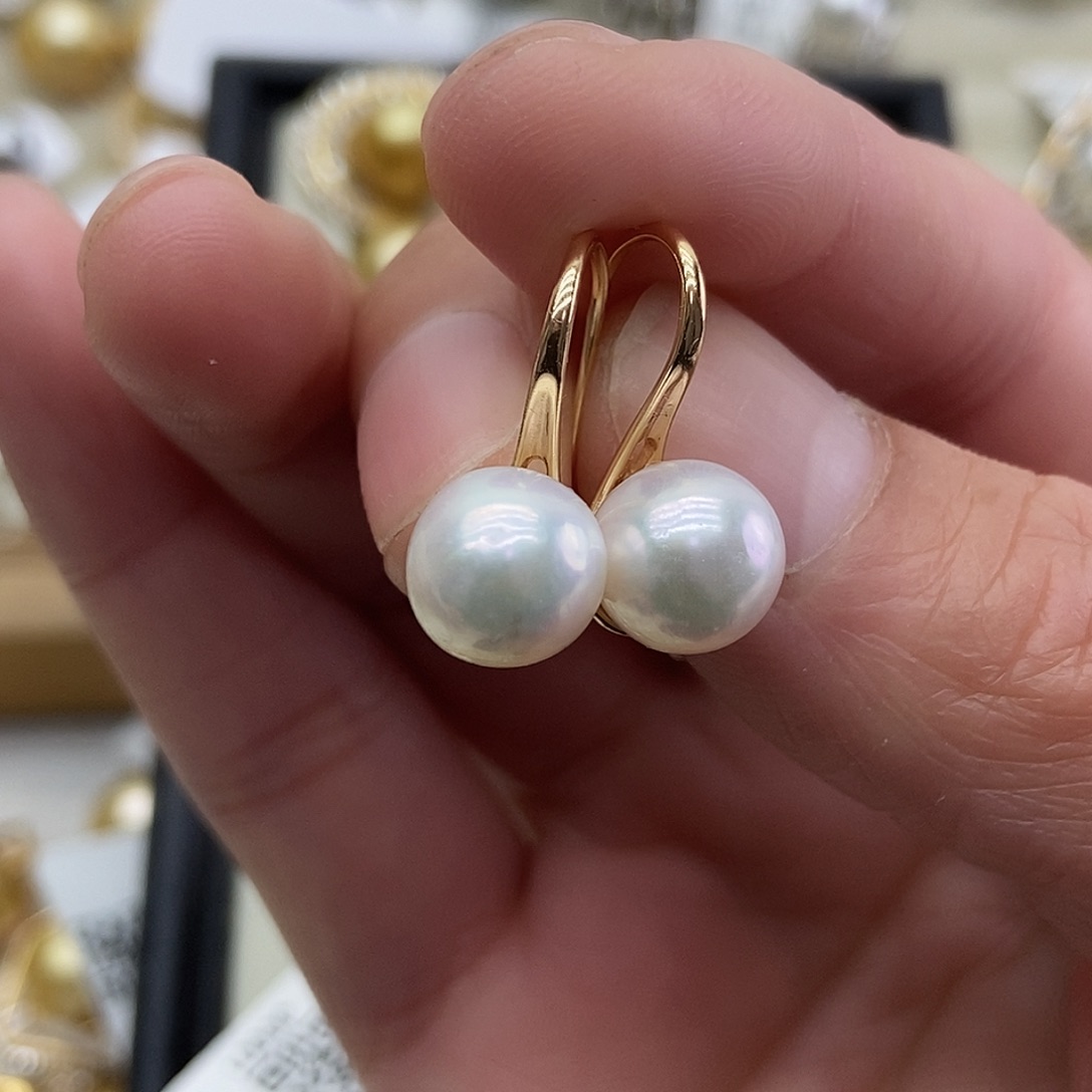 海水珍珠耳饰银S925镶嵌