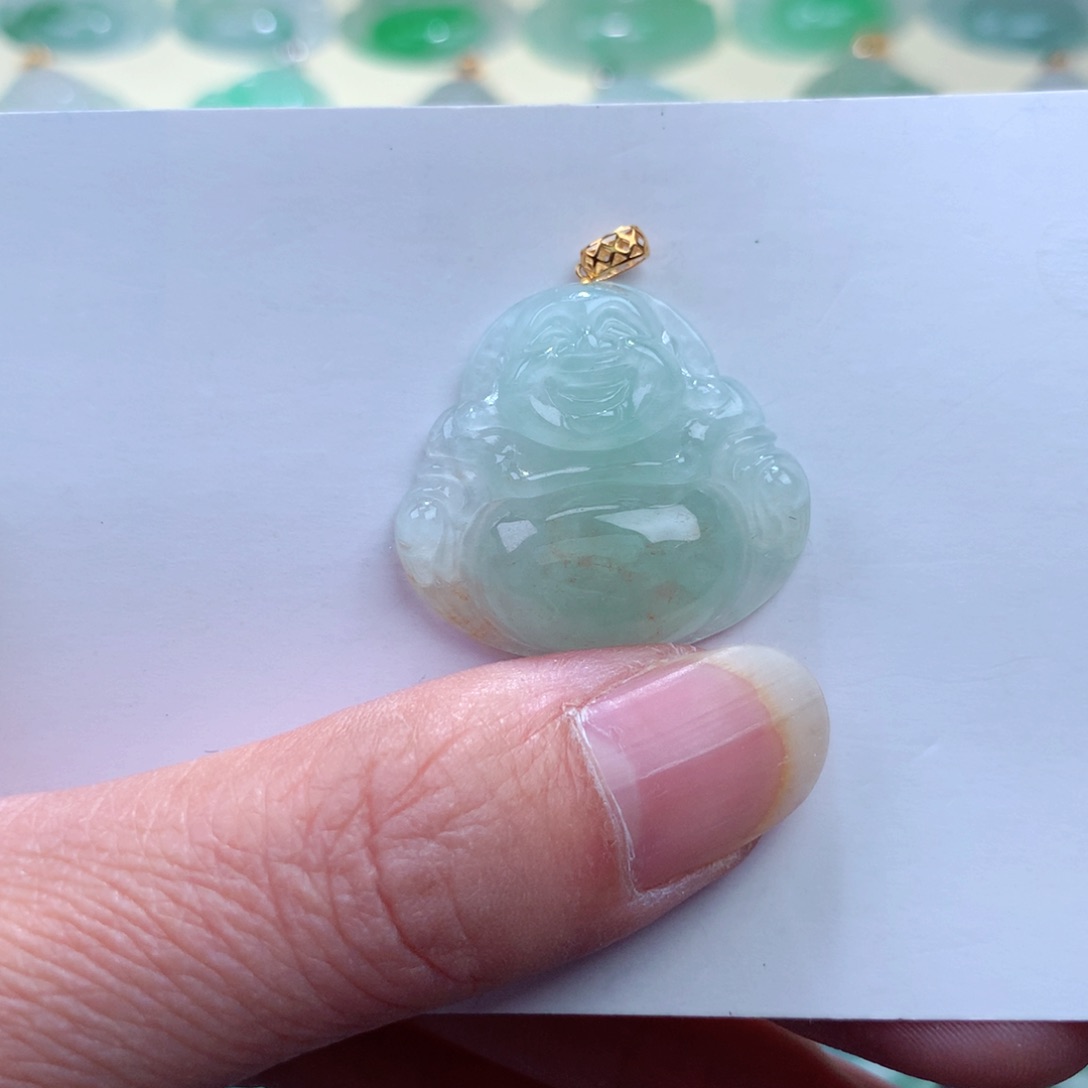翡翠吊坠(不含链)18K金镶嵌