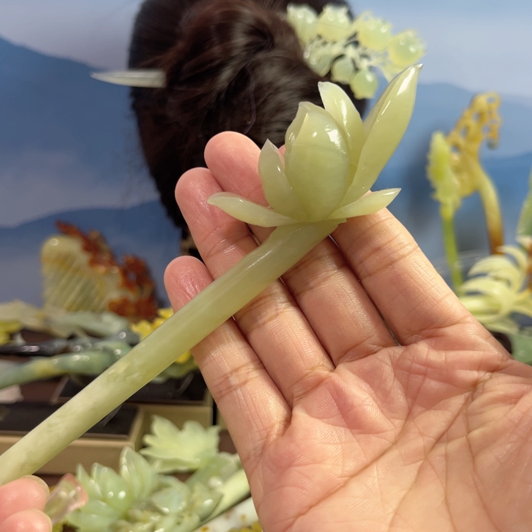 蛇纹石玉发饰合金