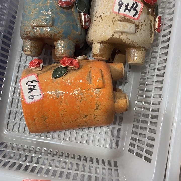 瓷片陶瓷多肉花盆捏花艺术品