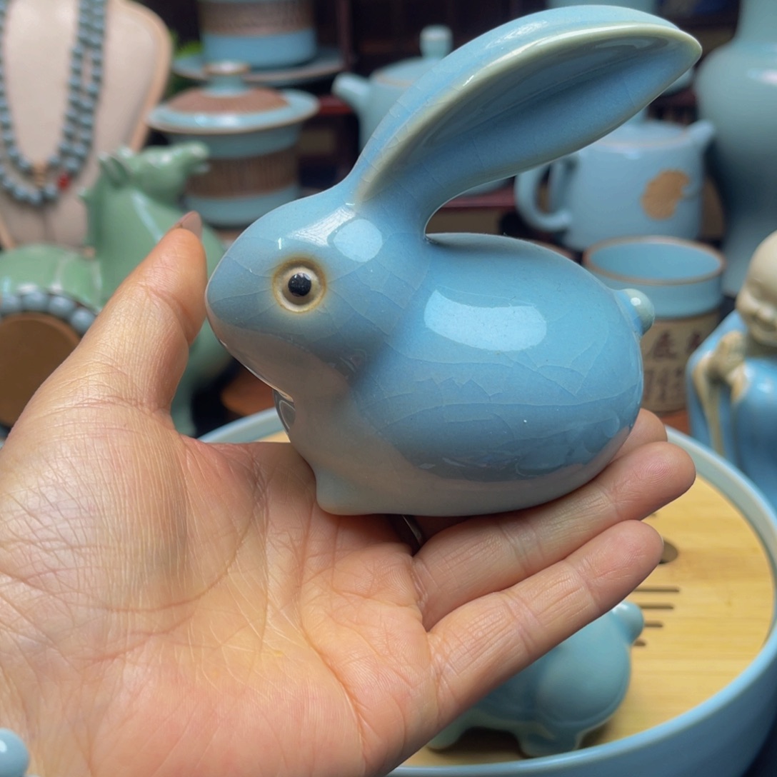 【闪购商品】摆件瓷汝州单壶，壶，杯，盖碗