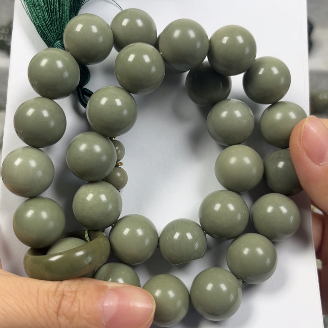 和田玉手链未镶嵌卡16圆珠28颗珠子手持