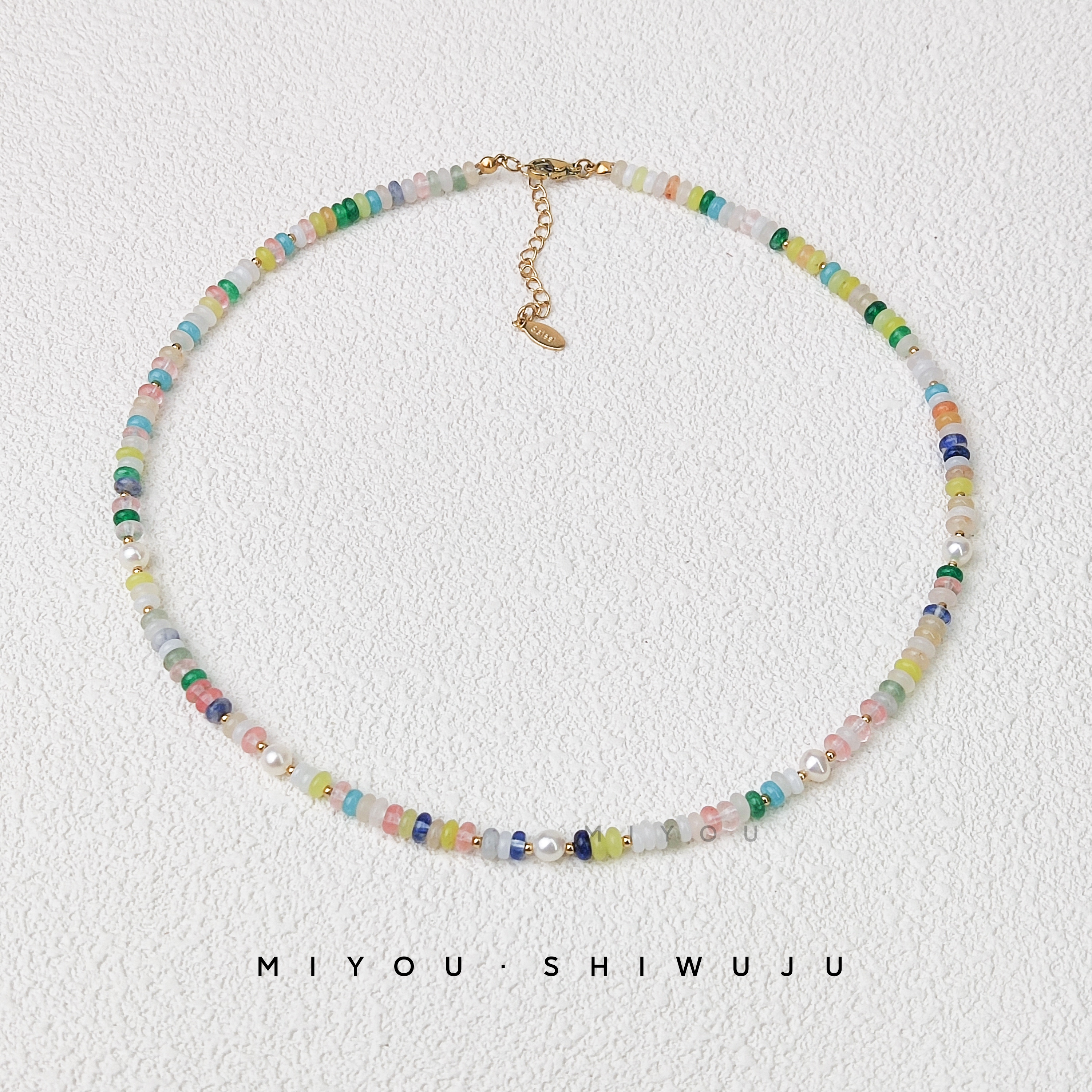 钛钢项链 彩色算盘小米珠项链百搭糖果色时尚小众复古手工