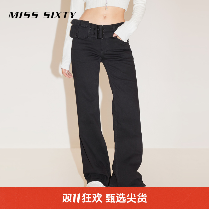 【木木专属】Miss Sixty春季新款牛仔裤女可拆宽腰带显瘦工装微喇小