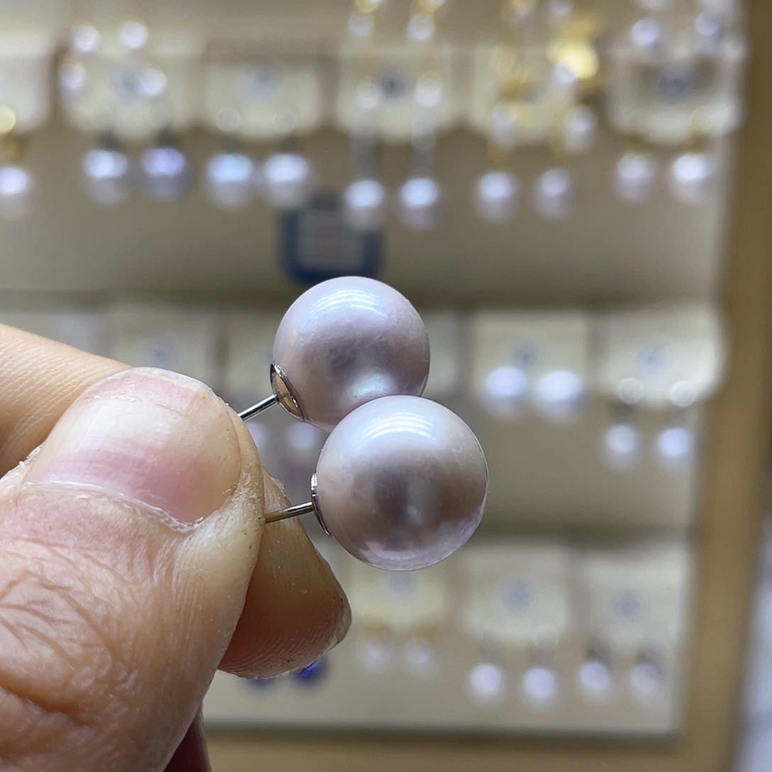 银S925镶嵌淡水珍珠耳饰